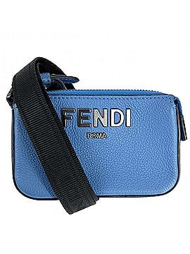 Fendi Fendi Pouch for Men and Women, Shoulder Pouch, FENDI 7M0352, Leather, Blue, Black Hardware (view 1)