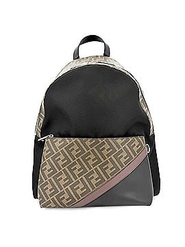 Fendi Fendi Men's Zucca Backpack FENDI 7VZ042 Nylon Leather Brown Black Silver Hardware (view 1)