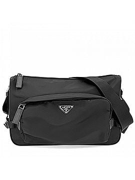 Prada Prada Shoulder Bag for Men and Women, Large, Triangle Logo, Re-Nylon x Saffiano Leather, Bag, Crossbody PRADA 2VH191, Nylon, Black, Silver Hardware (view 1)