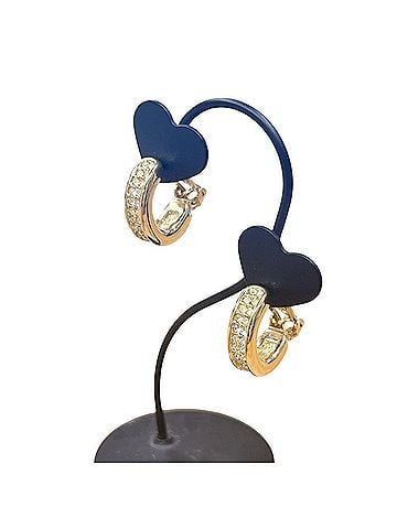 Christian Dior Christian Dior Half Hoop Earrings with Rhinestones, Gold Plated (view 2)