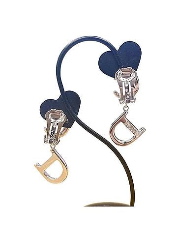Christian Dior Christian Dior earrings with logo and rhinestones, silver. (view 2)