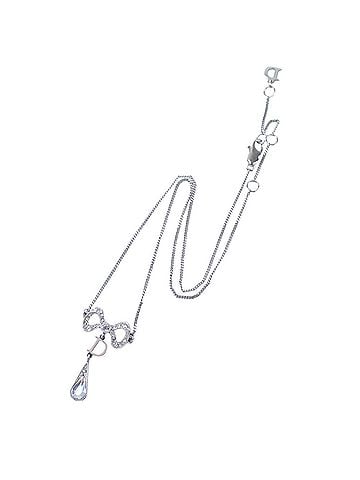 Christian Dior Christian Dior necklace with rhinestone ribbon motif, stainless steel, silver. (view 1)