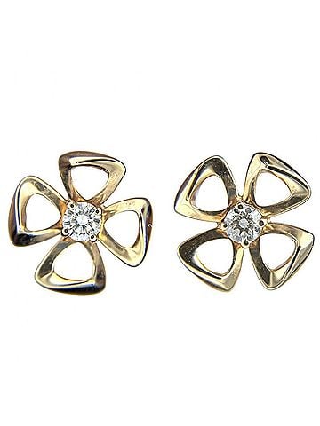 Bvlgari Bvlgari Bulgari Fiorever Earrings for Women, 18K Pink Gold (Au750), Diamond, Approx. 4.3g (view 1)