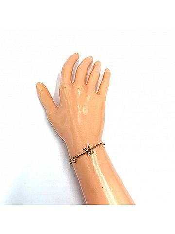 Louis Vuitton Louis Vuitton Monogram Flower Bracelet for Women - LV Iconic Accessory with Adjustable Clasp, Rhinestone, M00587, Gold, Approx. 3.6g (view 2)
