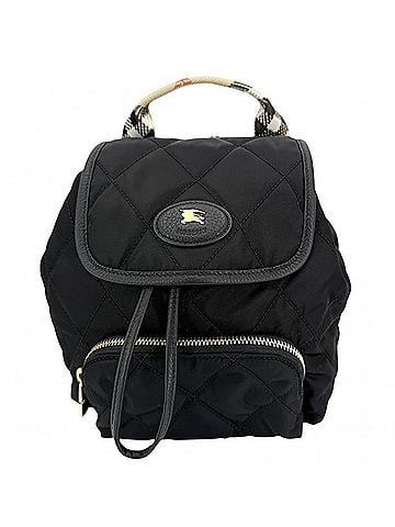 Burberry Burberry Women's Quilted Mini Horseshoe Backpack, Nova Check Pattern, BURBERRY 8118748, Nylon, Black, Beige, Gold Hardware (view 1)