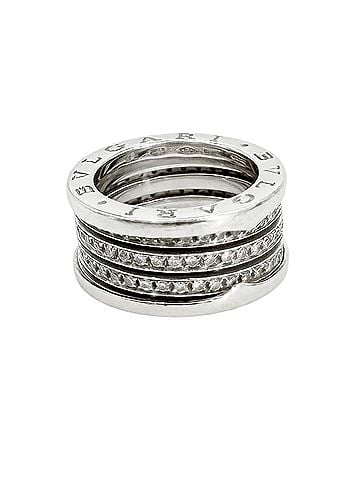 Bvlgari Bulgari B-ZERO1 Ring for Women, 18K White Gold (Au750), 3-Band, Logo, BVLGARI, Diamond, Approx. 14.0g (view 1)