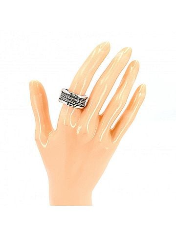 Bvlgari Bulgari B-ZERO1 Ring for Women, 18K White Gold (Au750), 3-Band, Logo, BVLGARI, Diamond, Approx. 14.0g (view 2)