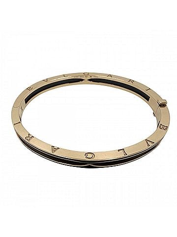 Bvlgari Bvlgari Bulgari B-zero 1 Open Bangle Bracelet for Women, Medium Size, Au750 18K Pink Gold, Ceramic, Black, Approx. 28.7g (view 1)