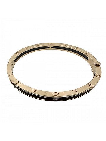 Bvlgari Bvlgari Bulgari B-zero 1 Open Bangle Bracelet for Women, Medium Size, Au750 18K Pink Gold, Ceramic, Black, Approx. 28.7g (view 2)