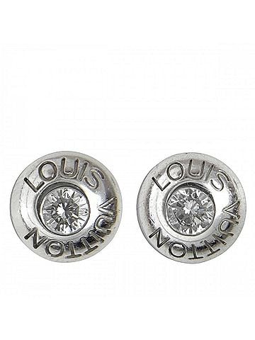 Louis Vuitton Louis Vuitton Women's Earrings, Puces d'Oreilles Clou, Round, 18K White Gold (Au750), Diamond, Q96001, Approx. 2.8g (view 1)