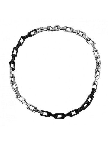 Louis Vuitton Louis Vuitton Men's Monogram Chain Necklace, M00677, Silver/Black, Approx. 130.9g (view 2)