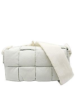 Bottega Veneta Bottega Veneta Women's Padded Tech Cassette Intrecciato Messenger Bag, Shoulder Crossbody Nylon, White, Green, Silver Hardware (view 1)