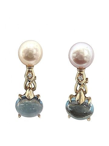 Bvlgari Bulgari Allegra Earrings for Women, 1P Diamond Swing, 18K Yellow Gold 750, Jewelry, Accessories, BVLGARI, K18 Gold, Diamond, Fittings, Approx. 16.4g (view 1)