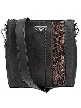 Prada Prada Men's Shoulder Bag with Triangle Logo, Bag, Crossbody Leather, Black, Silver Hardware (view 1)