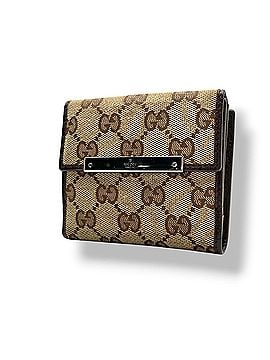 Gucci Gucci Bi-fold Wallet, Metal Bar, GG Canvas Leather, Beige, Women's/Men's, W3 (view 1)