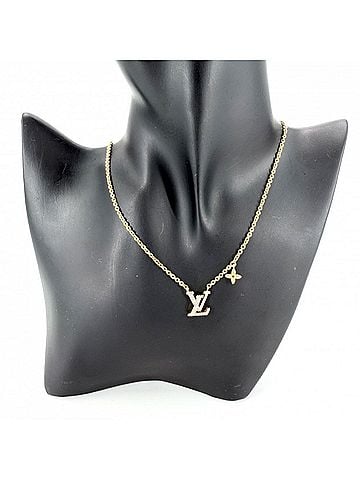 Louis Vuitton Louis Vuitton Necklace for Women, LV Iconic Accessory Pendant with Adjustable Clasp, Rhinestone, M00596, Gold, Approx. 6.7g (view 2)