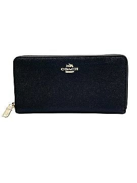 Coach Coach Long Wallet, Crossgrain Leather, Accordion Zip-Around Black W3 (view 2)
