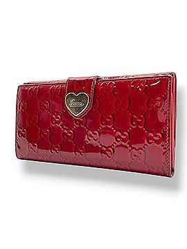 Gucci Gucci Lovely Heart Guccissima Patent Leather Long Wallet, Wine Red, Gold Hardware, Bi-fold Women's/Men's W2 (view 1)