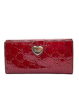 Gucci Gucci Lovely Heart Guccissima Patent Leather Long Wallet, Wine Red, Gold Hardware, Bi-fold Women's/Men's W2 (view 2)