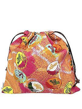 Loewe Loewe women's pouch, Paula's Ibiza, drawstring LOEWE C822057X12, cotton and leather, orange multicolor. (view 1)