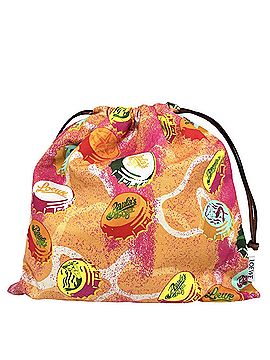 Loewe Loewe women's pouch, Paula's Ibiza, drawstring LOEWE C822057X12, cotton and leather, orange multicolor. (view 2)