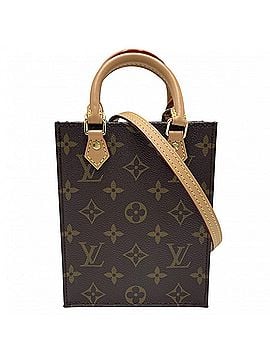 Louis Vuitton Louis Vuitton Women's Monogram Petite Sac Plat Mini Shoulder Bag, Handbag, Crossbody Pouch, LOUIS VUITTON M69442 Brown with Gold Hardware (view 1)