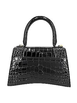 Balenciaga Balenciaga Women's Hourglass Small Handbag Shoulder Bag Crossbody HOURGLASS Crocodile Embossed Leather Top Handle BALENCIAGA 593546 Black Antique Gold Hardware (view 2)