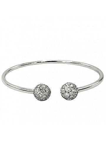 Tiffany & Co. Tiffany &amp; Co. Women's Hardware Ball Diamond Bangle Bracelet, 18K White Gold (750), Jewelry Accessory, Approx. 7.9g (view 1)