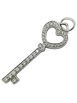 Tiffany & Co. Tiffany &amp; Co. Women's Heart Key Motif Pendant Top, Pt950 Platinum, Diamond, Approx. 1.4g (view 1)
