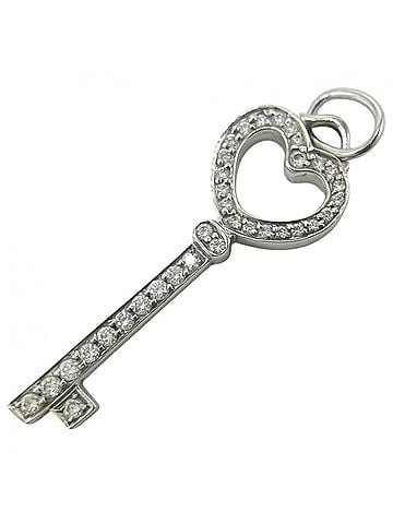 Tiffany & Co. Tiffany &amp; Co. Women's Heart Key Motif Pendant Top, Pt950 Platinum, Diamond, Approx. 1.4g (view 1)