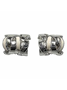 Loewe Loewe Women's Nest Hoop Earrings, Small, Ag925 Sterling Silver, Enamel, JN01239X03, White, Approx. 9.0g (view 1)