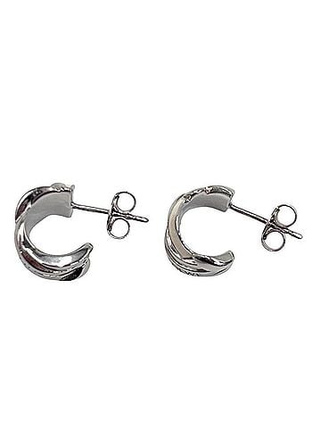 Loewe Loewe Women's Nest Hoop Earrings, Small, Ag925 Sterling Silver, Enamel, JN01239X03, White, Approx. 9.0g (view 2)