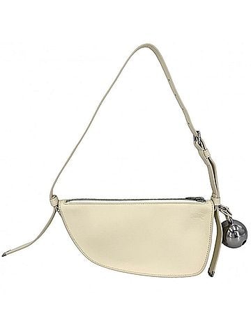 Burberry Burberry Shoulder Bag for Men and Women, Mini Shield Sling Bag, White, BURBERRY 80758521, Leather, Ivory, Silver Hardware (view 1)