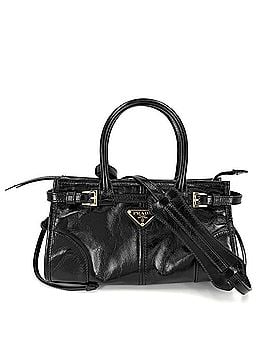 Prada Prada Women's Bonnie Mini Handbag Shoulder Bag Crossbody Triangle Logo Tote PRADA 1BA486 Leather Black Gold Hardware (view 1)