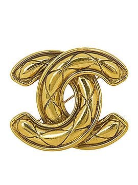 Chanel Chanel Brooch, Coco Mark, Matelassé Stitch, Large, Metal, Gold Plated, Women's CHANEL (view 2)