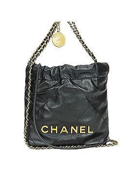 Chanel Chanel Shoulder Bag, 22 AS3980 Mini Handbag, Shiny Calfskin, Black with Gold Hardware, Women's CHANEL (view 1)