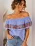 Miss Me Stripes Blue Red T-Shirt Size M - photo 4