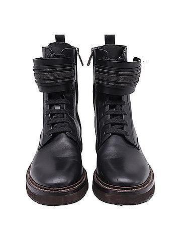 Brunello Cucinelli Brunello Cucinelli Monili Ankle Boots in Black Leather (view 2)