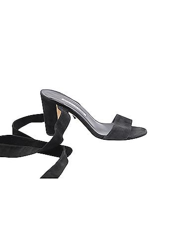 Manolo Blahnik Manolo Blahnik Tondala Ankle Wrap Heels in Black Suede (view 1)