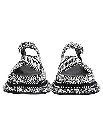 Chloé Chloé Meril Monochrome Woven Flatform Sandals in Black Cotton (view 2)