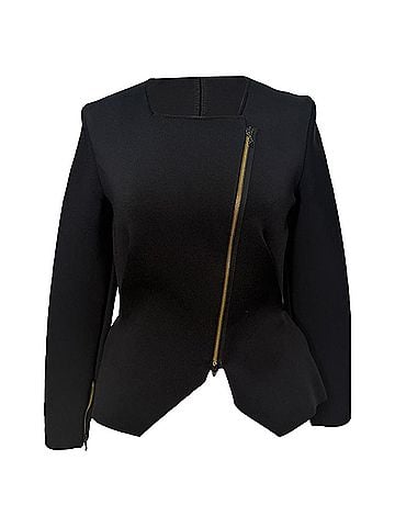 Roland Mouret Roland Mouret Diagonal Zipped Peplum Blazer in Black Viscose (view 1)