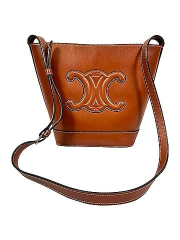 Céline Celine Small Cuir Triomphe Bucket Bag in Brown Leather (view 1)