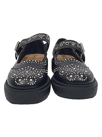 Christian Dior Dior D-Society Baby Embellished Mary Jane Flats in Black Leather (view 2)