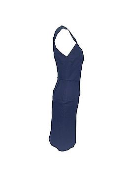 Roland Mouret Roland Mouret V-Neck Mini Dress in Navy Blue Cotton (view 2)