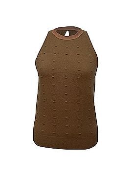 Balenciaga Balenciaga Swiss Dot Knitted Halterneck Top in Brown Wool (view 1)