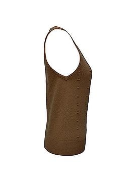 Balenciaga Balenciaga Swiss Dot Knitted Halterneck Top in Brown Wool (view 2)