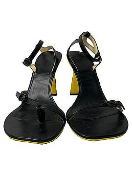 Loewe Loewe Petal Ankle Strap Sandal Heels in Black Goat Leather (view 2)
