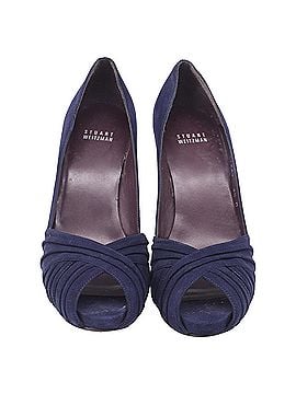 Stuart Weitzman Stuart Weitzman Peep-Toe Pumps in Navy Blue Suede (view 2)