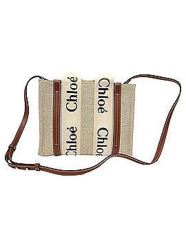 Chloé Chloé Small Woody Tote Bag in Beige Cotton Canvas (view 1)