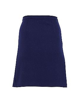 Diane von Furstenberg Diane Von Furstenberg Pleated-Back Knee-Length Skirt in Navy Blue Polyester (view 1)